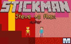 Stickman Steve vs Alex - Nether